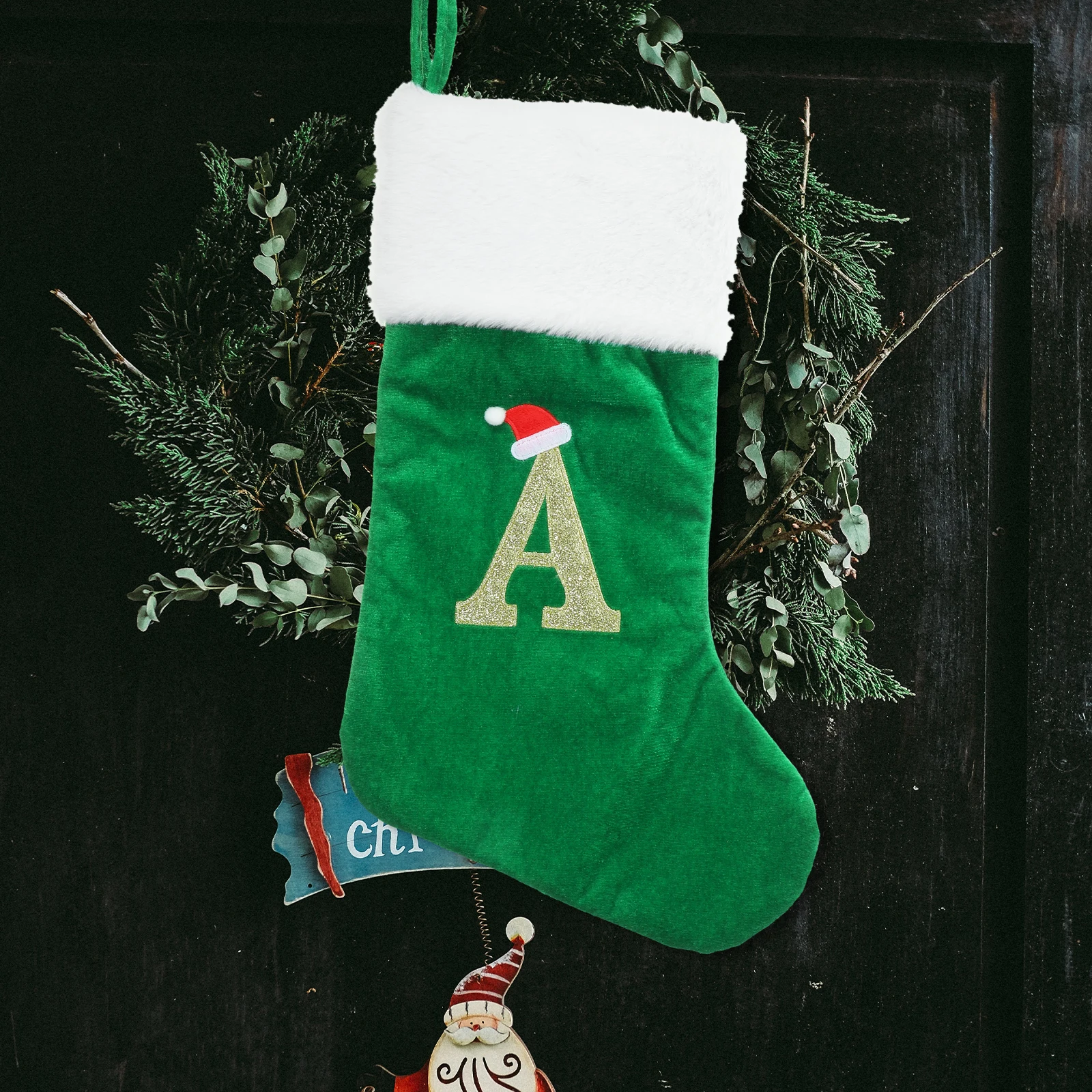 

Christmas Stocking Socks Decoration Holiday Décor Stockings Decorative Candy Bag Hanging Cloth Small Felt with Names Letters