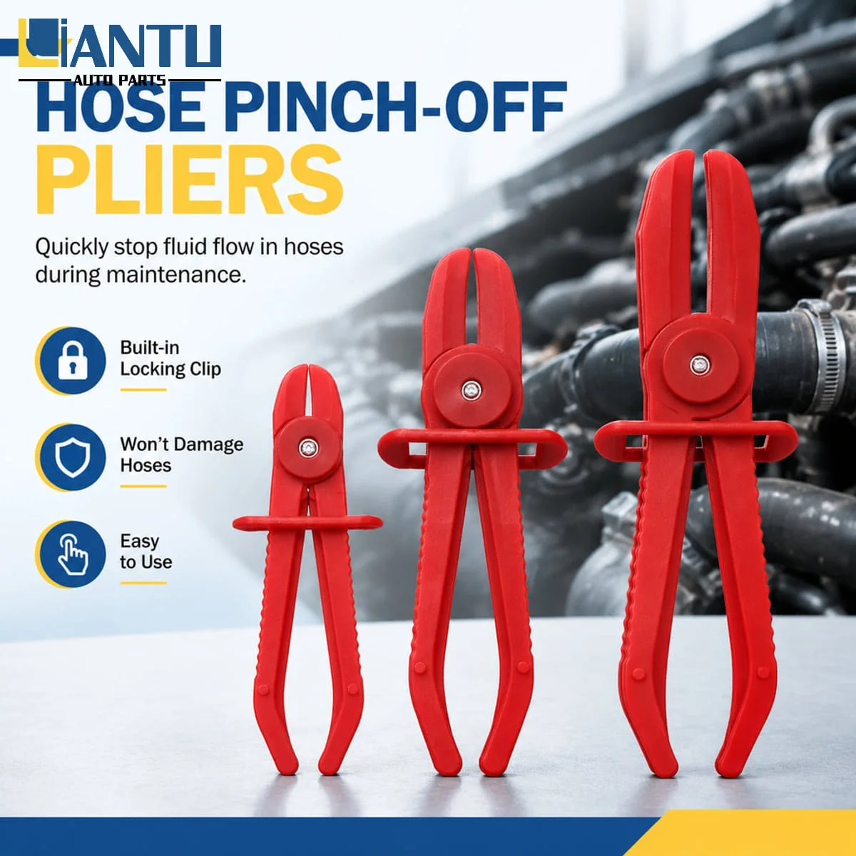 PINMOAP 1/3PCS Hose Pinch Off Pliers Automotive Rubber Hose Clamp Tool for Temporary Oil and Water Line Shutoff Repair