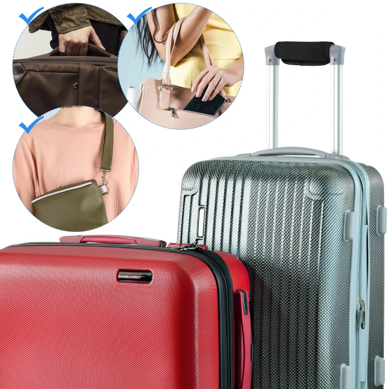 Luggage Handle Wrap Adjustable Sticky Design Protective Suitcase Grip Cover for Bags Boxes Travel School Supplies Black