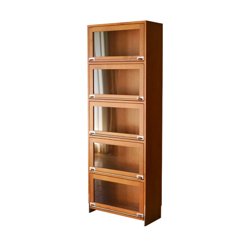 Bookcase, desk, integrated storage rack, solid wood wall to floor with door