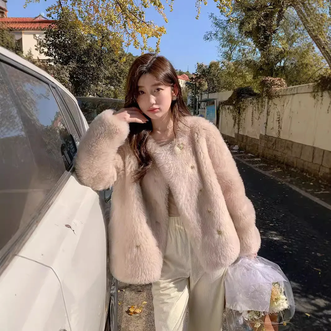 Beautiful older sister winter new Toka lamb fur integrated fur coat women's sheep shearing fur coat young short style