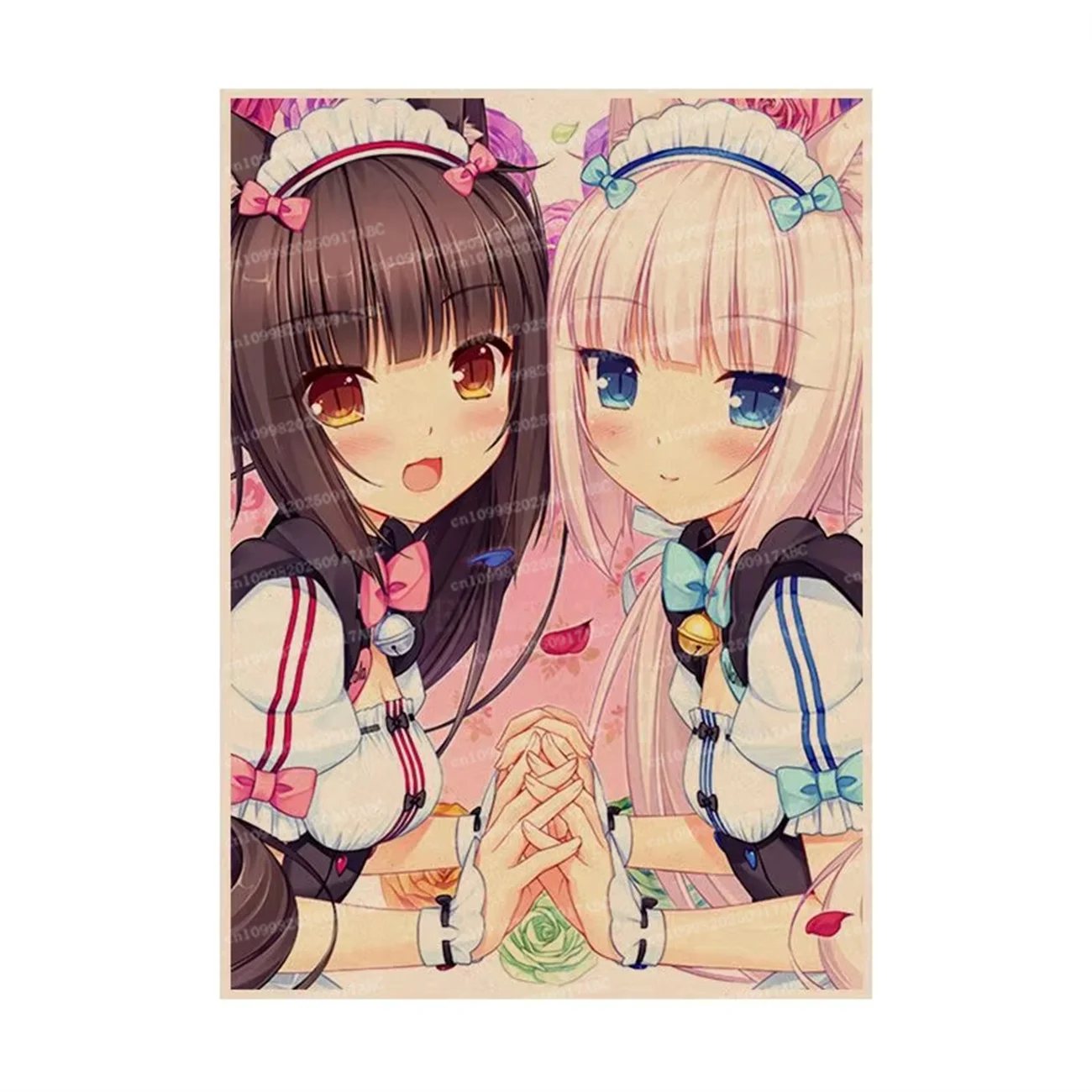Póster de Anime Clásico de Nekopara Neko Para Chocola Vanilla, Decoración Estética para Habitación, Bar, Cafetería, Arte Mural, Adhesivo de Papel Blanco para DIY