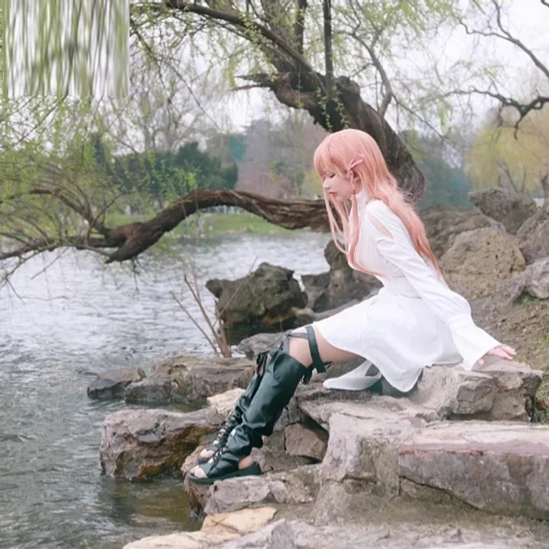 أزياء فاينل فانتسي XIV: A Realm Reborn FF14 FFXIV Ryne Minfilia التأثيرية فستان الأميرة الدانتيل الأبيض X؛ 2، F؛ 5.N؛ #2