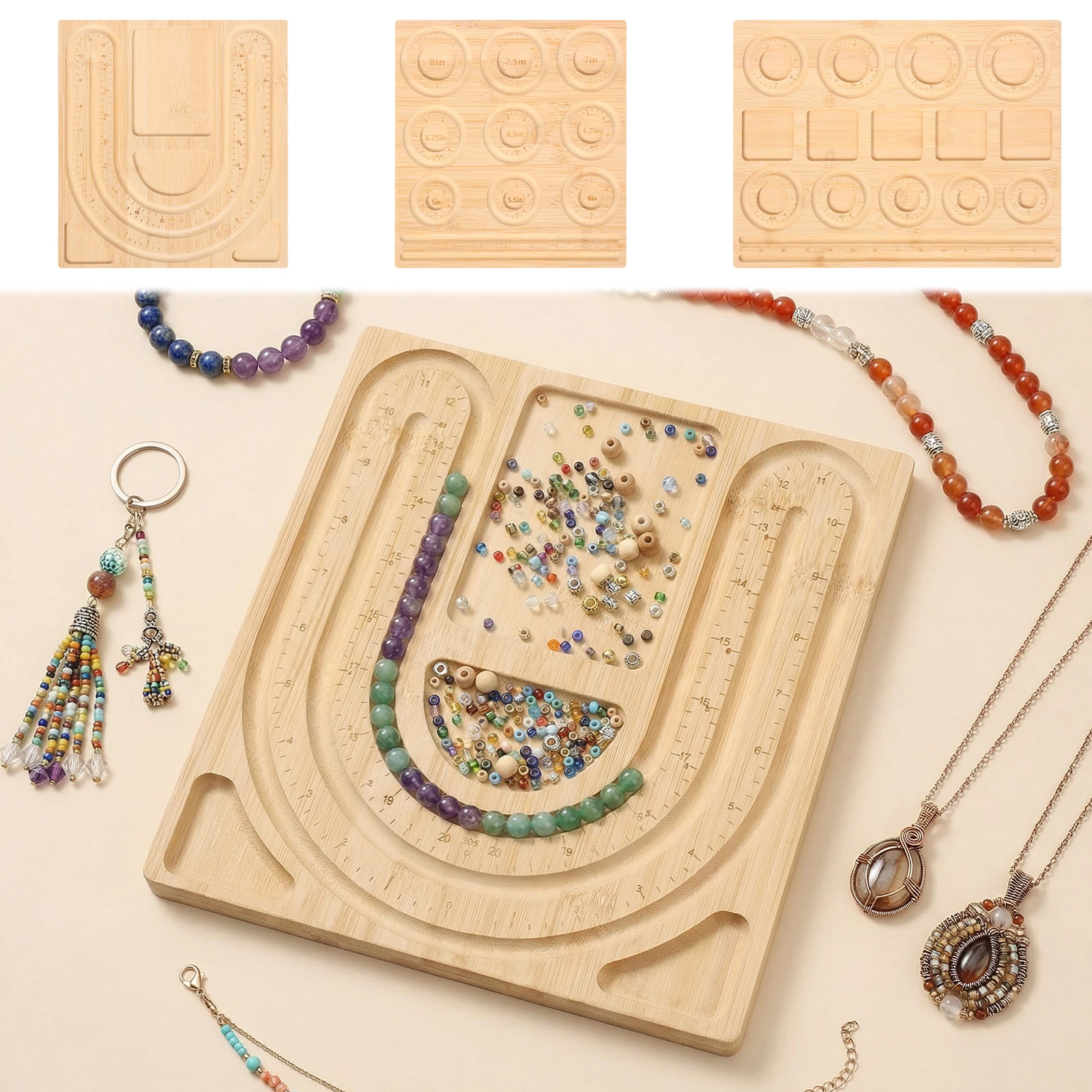 

Деревянная доска для бисероплетения (1 шт.), декоративная подложка для изготовления украшений своими руками: браслетов, ожерелий, брелоков, бамбуковая доска для бисера, измерительные инструменты