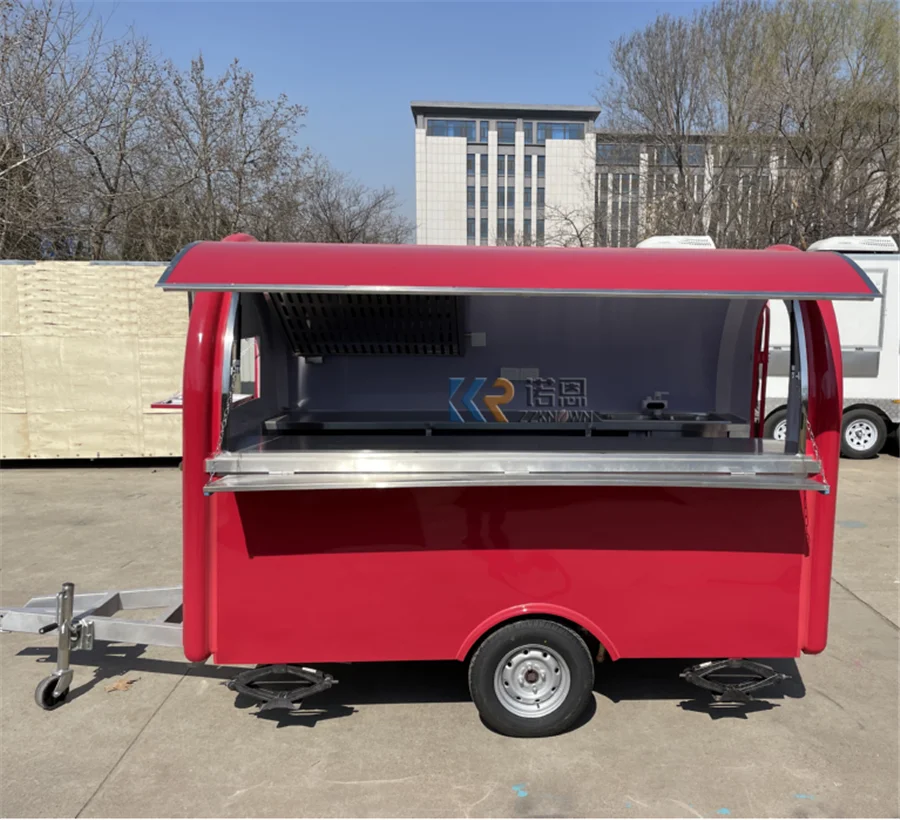 Commercial 280B Snack Cart Raspberry Red Hot Dog Ice Cream Trailer Customizable Food Trailer