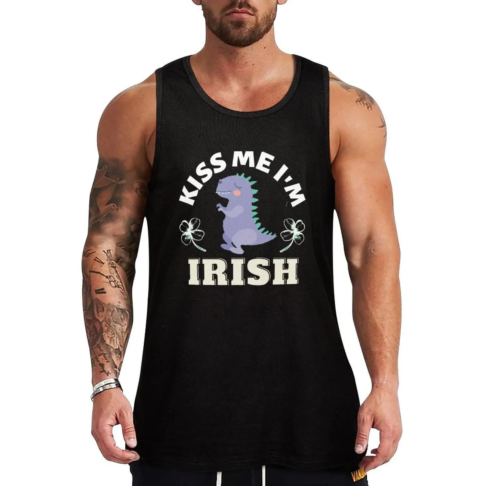 

Kiss Me Im Irish Funny Tank Top gym clothes man fitness Sports shirt man gym shirts Working vest