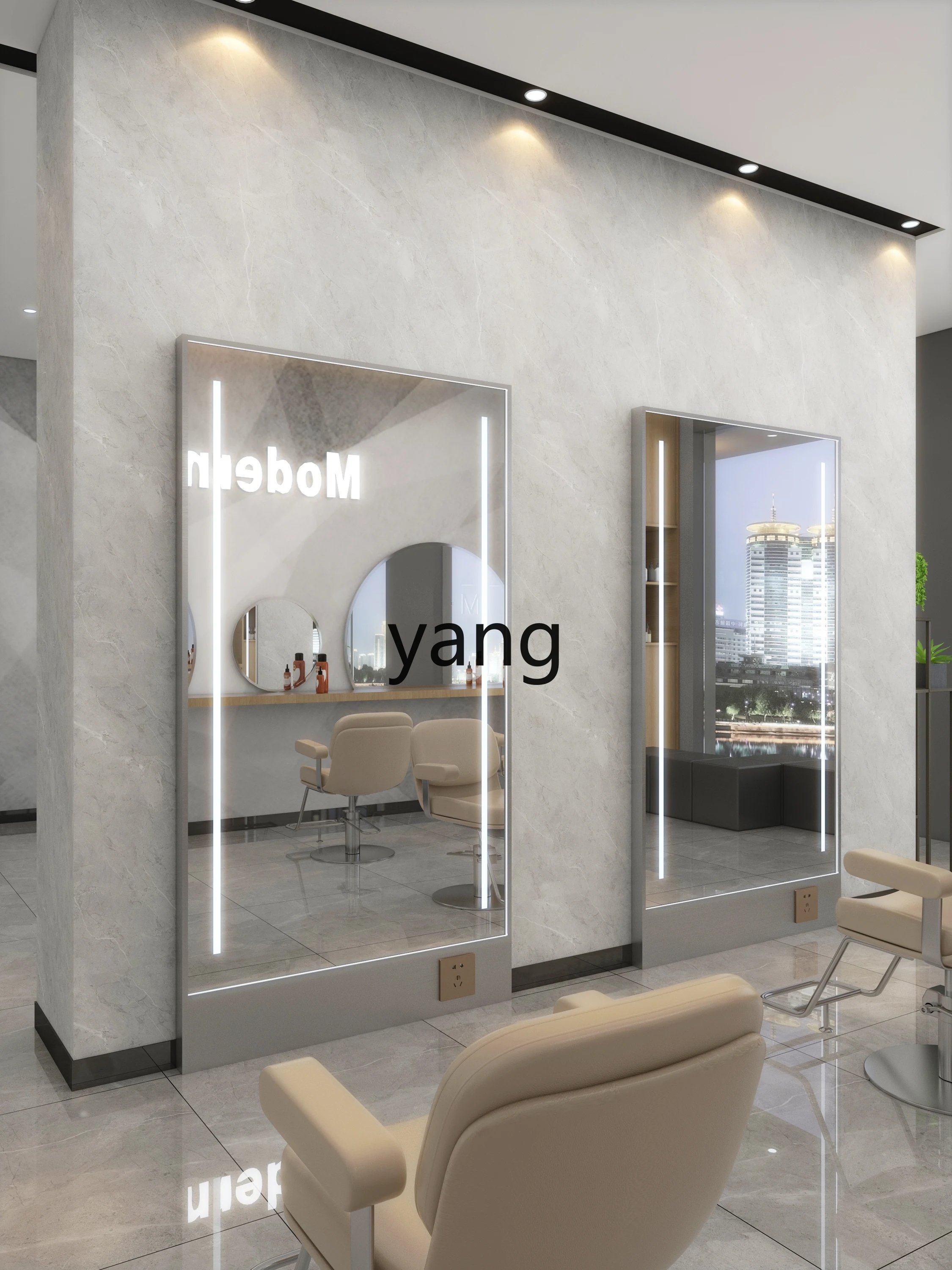 CX for Hair Salon Single-Sided Floor Mirror Salon Mirror Simple Square Mirror