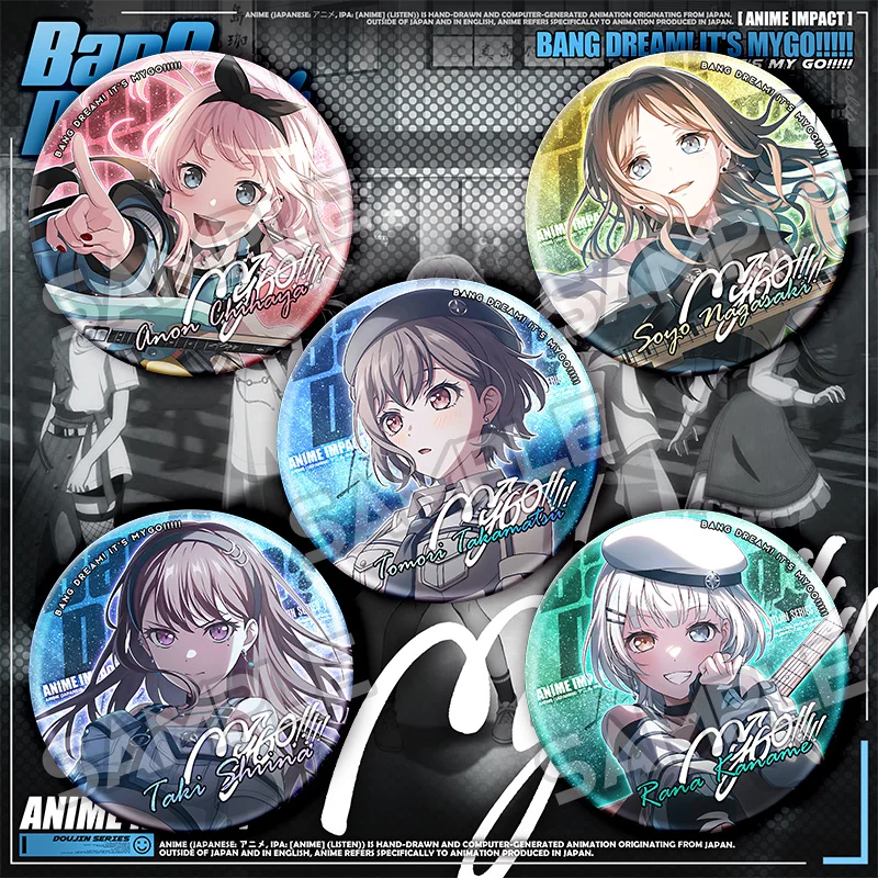 Hot Anime Bang Dream! It's Mygo!!!!! Figure Anon Chihaya Takamatsu Tomori Soyo Nagasaki Metal Badge Bagpack Jewelry Accessories