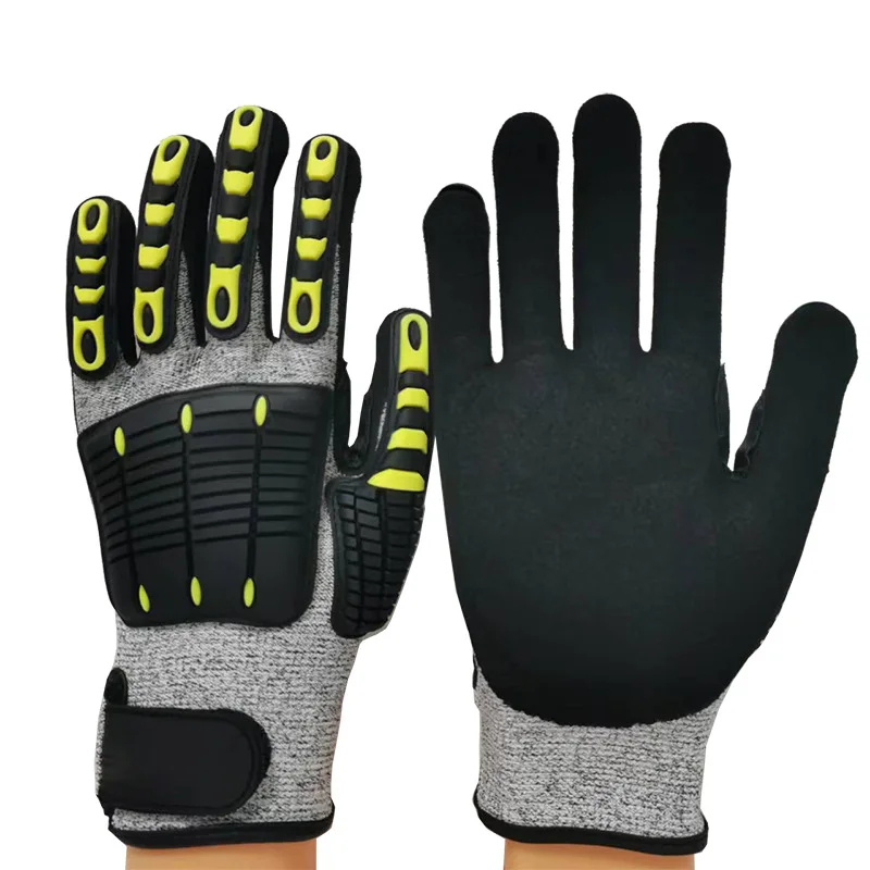 Anti Vibration Gloves SBR Padding TPR Protector Impact Men Mechanic Work Gloves Gardening Gloves