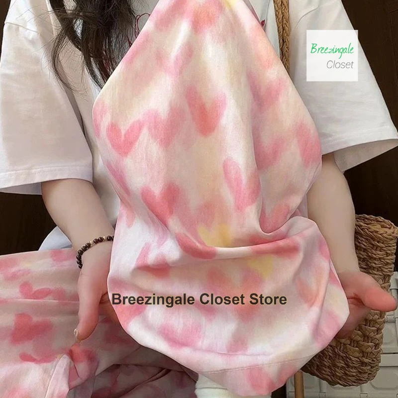 Korean rainbow polka-dot wide-leg pants women's new summer fashion loose and slim Joker ice silk casual straight pants.