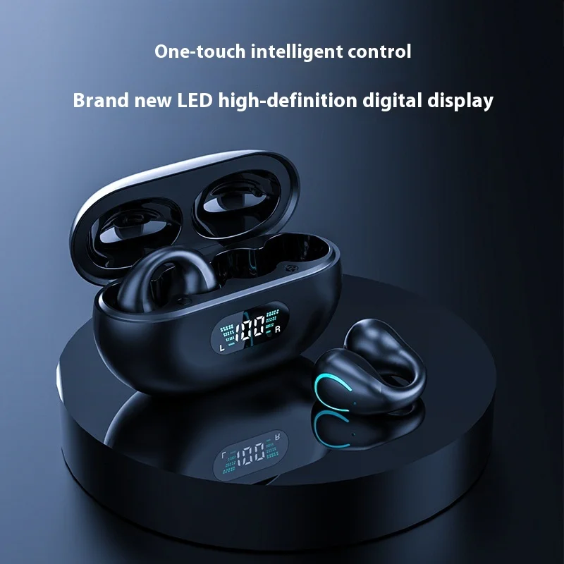 Fones de ouvido Bluetooth com condução óssea sem fio, redução de ruído, clipe de movimento, fones de ouvido sem fio, ventilador de cou