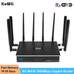 KuWFi-enrutador WIFI 5G, enrutador WiFi6 de 1800Mbps, Gigabit 2,4/5 GHz, Frecuencia Dual, alta ganancia, Hybird + Mesh, con ranura para tarjeta Sim, compatible con APN