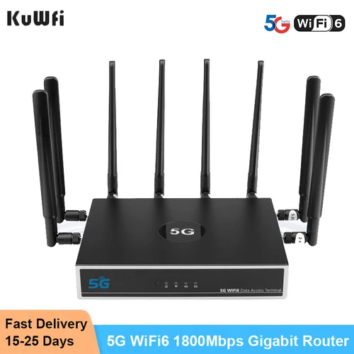 KuWFi 듀얼 주파수 고이득 하이브리드 및 메시 와이파이 라우터, Sim 카드 슬롯, APN 지원, WiFi6 5G 라우터, 1800Mbps 기가비트 2.4, 5 GHz  Best5