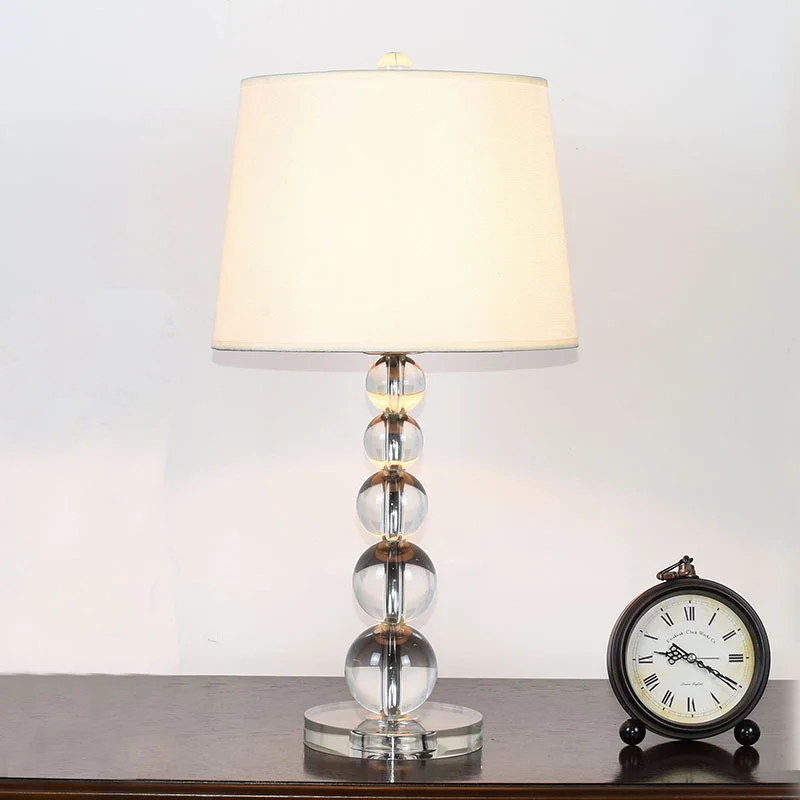 Nordic fabric table lamp Luxury glass ball table light for living room Bedroom beside art reading lamp With Switch Desk Lamp image 4