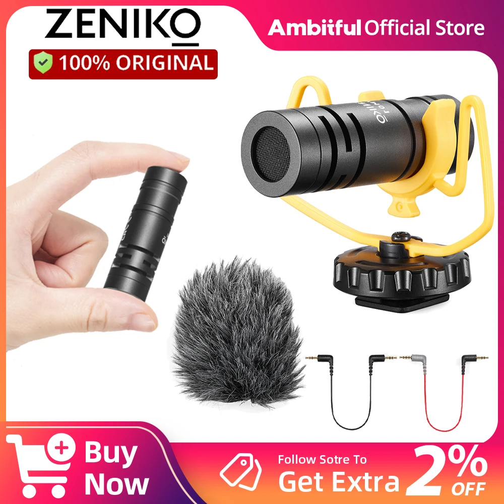 ZENIKO VM01 Compact Directional Micr Professional Lightweight Shotgun Video Microphone For Shock Mount Windscreen Deadcat camera