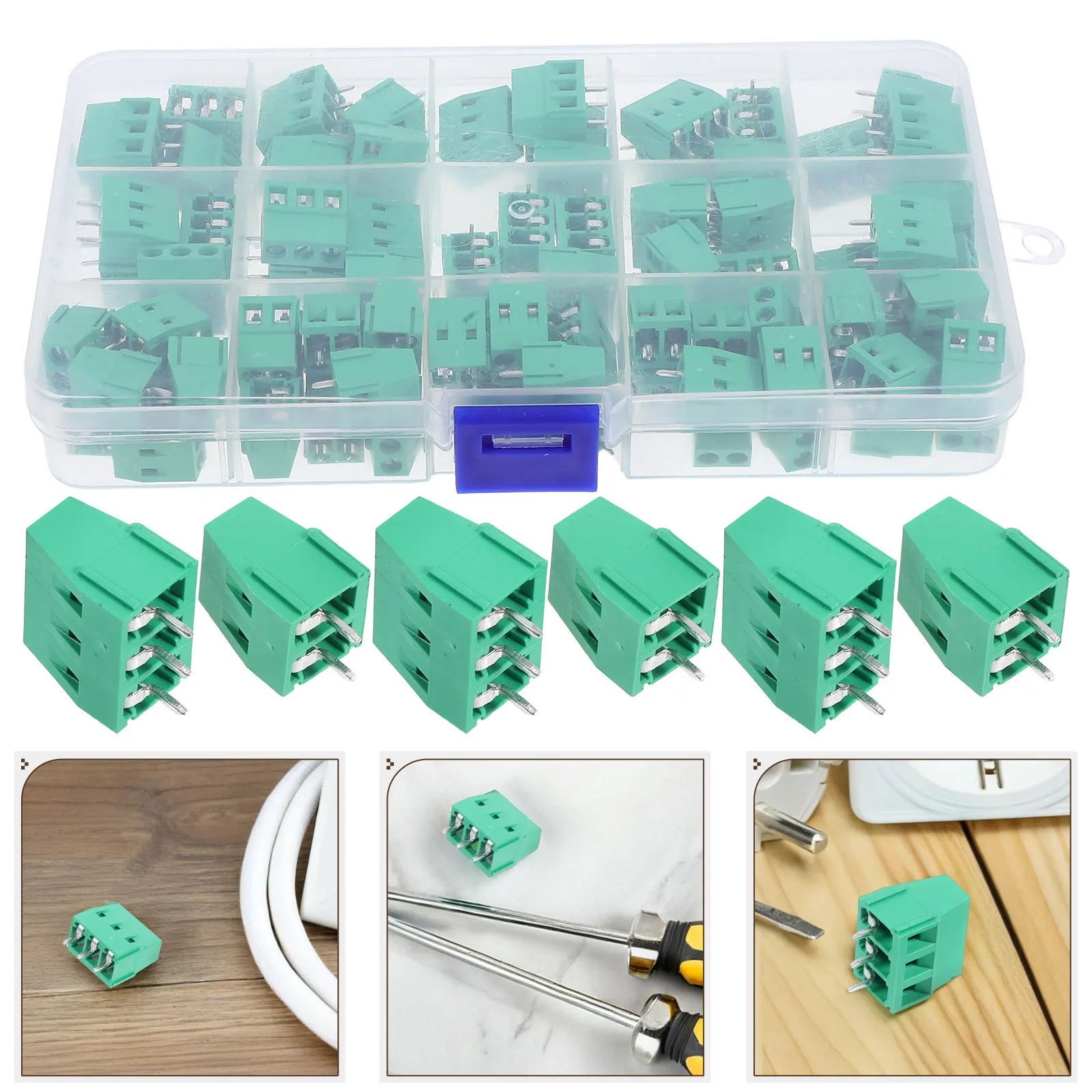 80Pcs Screw Terminal Block Connector 2-Pin and 3-Pin Electrical Wire Connector Compact Bright Color Pcb Wiring Terminal Blocks