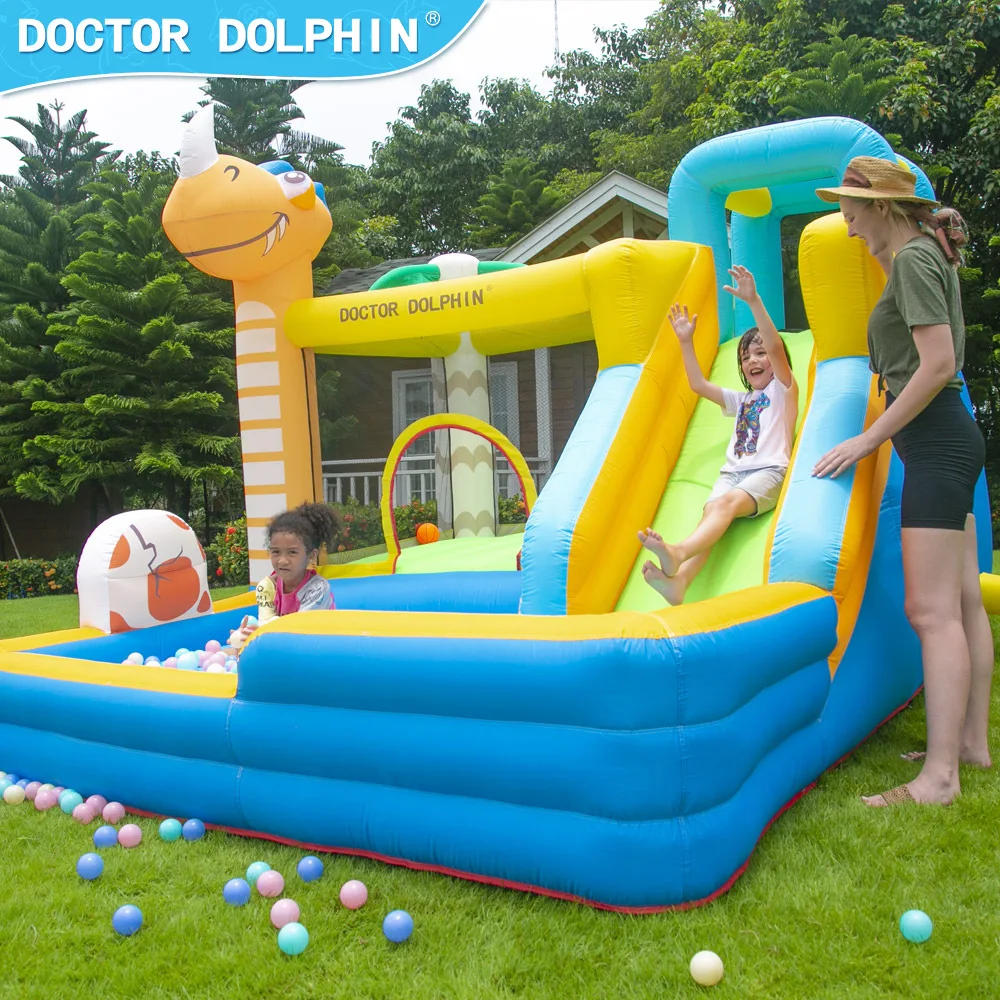 Doctor Dolphin Inflatable Slide Boucy Castle With Ball Bit Inflatable Bouce House Bouncer For Home Use Kids Birthday Gift Toys