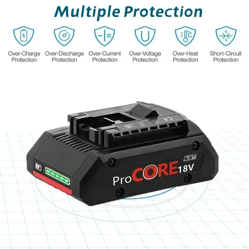 Verbesserter 18V 6,0Ah Kleiner und Leichter Li-Ionen-Akku für Procore 1600A016GB für Bosch 18V Max Kabelloses Elektrowerkzeug-Bohrer-Set – Detail 4
