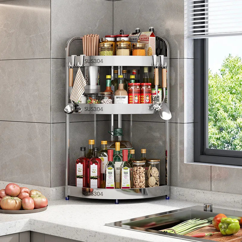 

YFY stainless steel kitchen rack condiment tripod seasoning rack countertop corner knife holder chopstick storage rack