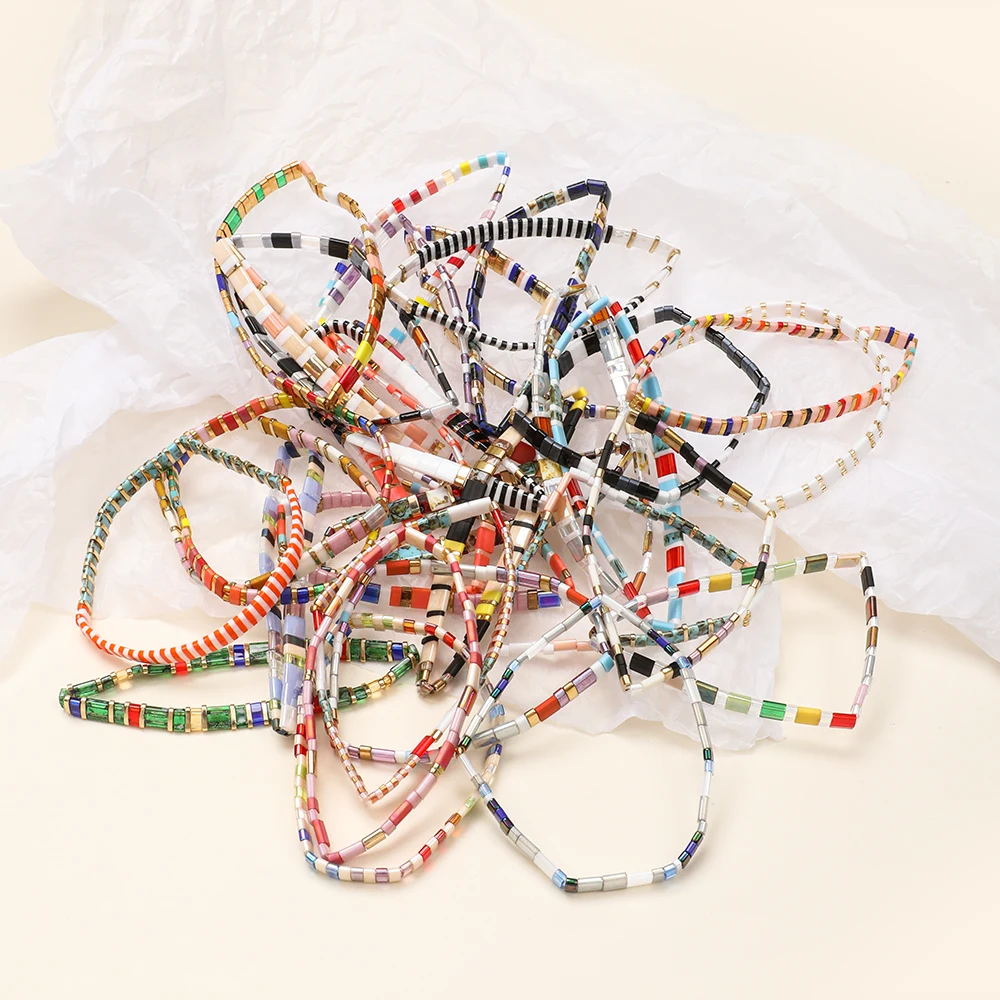ZMZY-أساور مرنة عتيقة للنساء ، مجوهرات ملونة ، قوس قزح ، حبات ميوكي تيلا ، هدية ذاتية الصنع ، أزياء #5