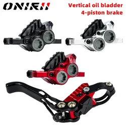 ONIRII/IIIPRO 4 Piston Vertical Cylinder MTB Hydraulic Disc Brake Bicycle for Full Internal Cable Layout AM DH Mountain Bike