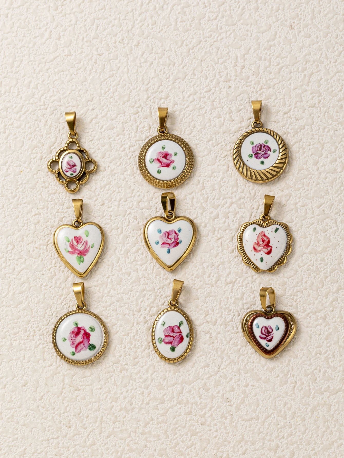 Neue Niedliche und Frische Geometrische Liebesblume aus 316 Edelstahl, Wasserdicht, Farbbeständig, DIY-Anhänger für Schmuck – Detail 3