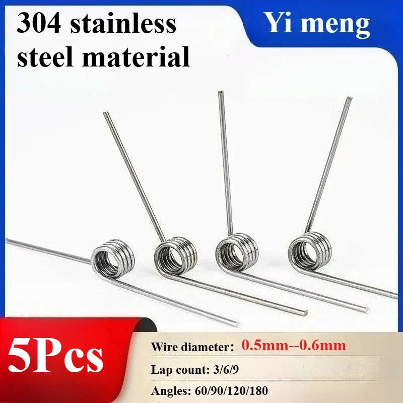 5Pcs WD: 0.5mm/0.6mm Torsion Spring V-Shaped Rotating Torsion Spring 60/90/120/180-Degree Return and Reset Torsion Spring