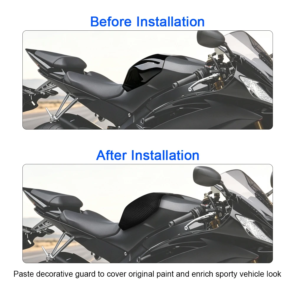 Fit For Yamaha YZF R6 YZF-R6 2008 ‑ 2012 Motorcycle Decor Accessories Real Carbon Fiber Gloss Fuel Gas Tank Protector Cover Pad