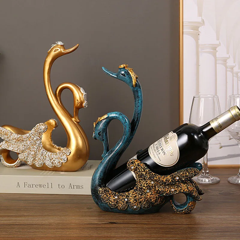 

Creative Couple Swan Wine Rack Love At First Sight Simple Resin Suitable for Home Bedroom Living Room Table Decoration Ornaments