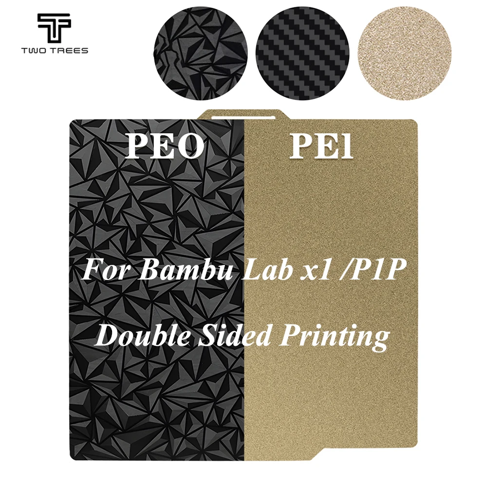 

Twotrees Double PEI Plate Smooth PEO+Texture PEI Spring Steel Build Plate 257x257mm PEO+PEI Print Bed for Bambu LabX1 3D Printer