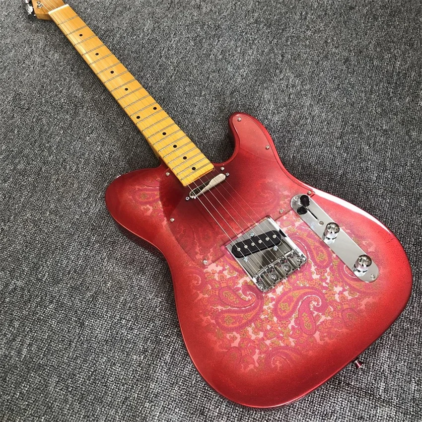 

New product, Paisley sticker electric guitar, metal red Factory wholesale and retail, free shipping