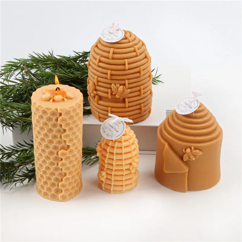 3D Bee Honeycomb Candle Molds Beehive Silicone Mold for Homemade Beeswax Candle Soap Hand Lotion Bars Crayon Wax Melt Hives