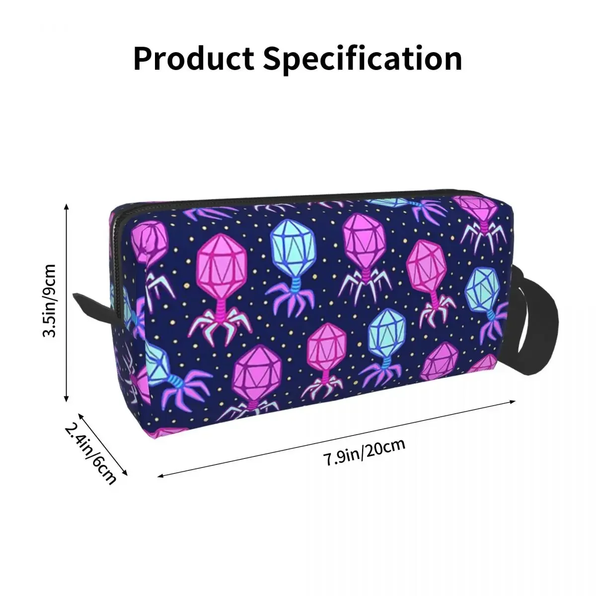 Bacteriophage Makeup Bag Cosmetic Organizer Storage Dopp Kit Toiletry Cosmetic Bag for Women Beauty Travel Pencil Case