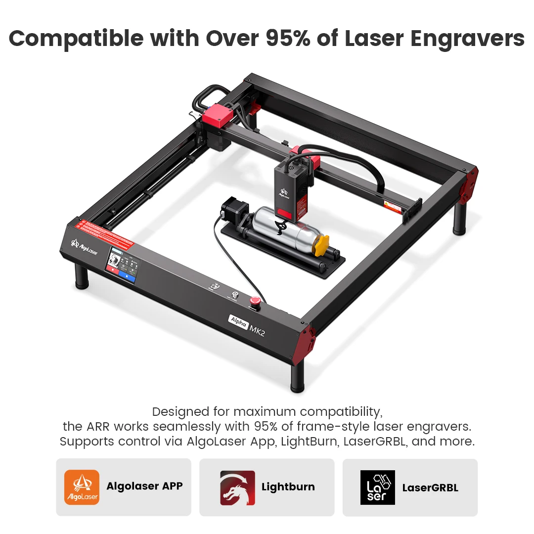 Rouleau rotatif à axe Y AlgoLaser ARR 360 °   Rotation pour graveur Laser 95%, accessoires universels pour graver des objets cylindriques