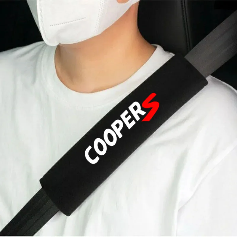 2Pcs Car Safety Belt Cover Adjustable Seat Belt Cover for Cooper S R56 R53 R60 F56 Auto Accessories