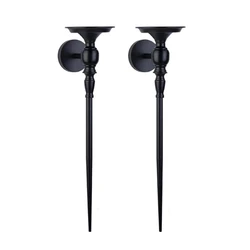 Decorative Vintage Black Metal Candle Holders Set of 2 Wall Mounted Iron Wall Sconces for Living Room and Bedroom DropShipping