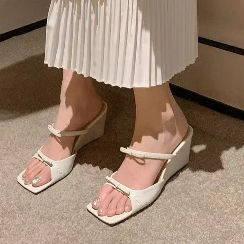 Bow Square Toe Wedg… - image