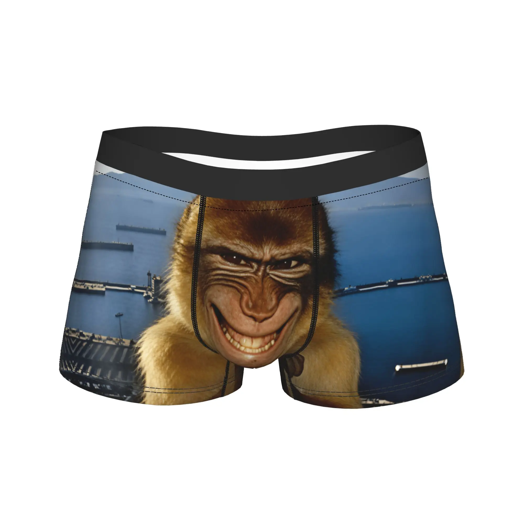 Thinking Monkey Meme Found an Evil Idea Smiling Funny Silly Underwear  Boxershorts Quality Men Panties Breathable Shorts Briefs