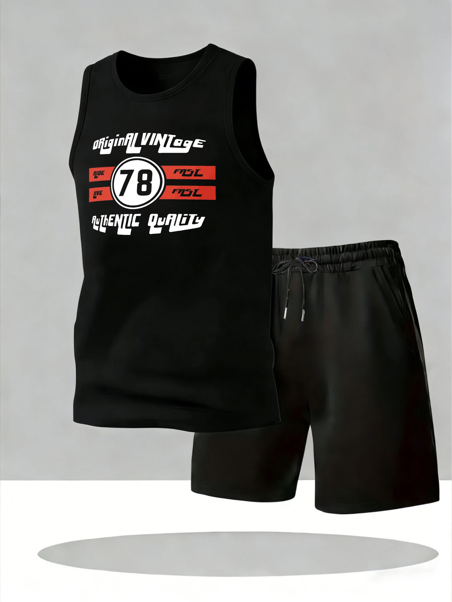 

Men's Tank Top Sets 2026 Summer Quick drying sports clothing set beach seaside Breathable crewneck oversize drip clothing