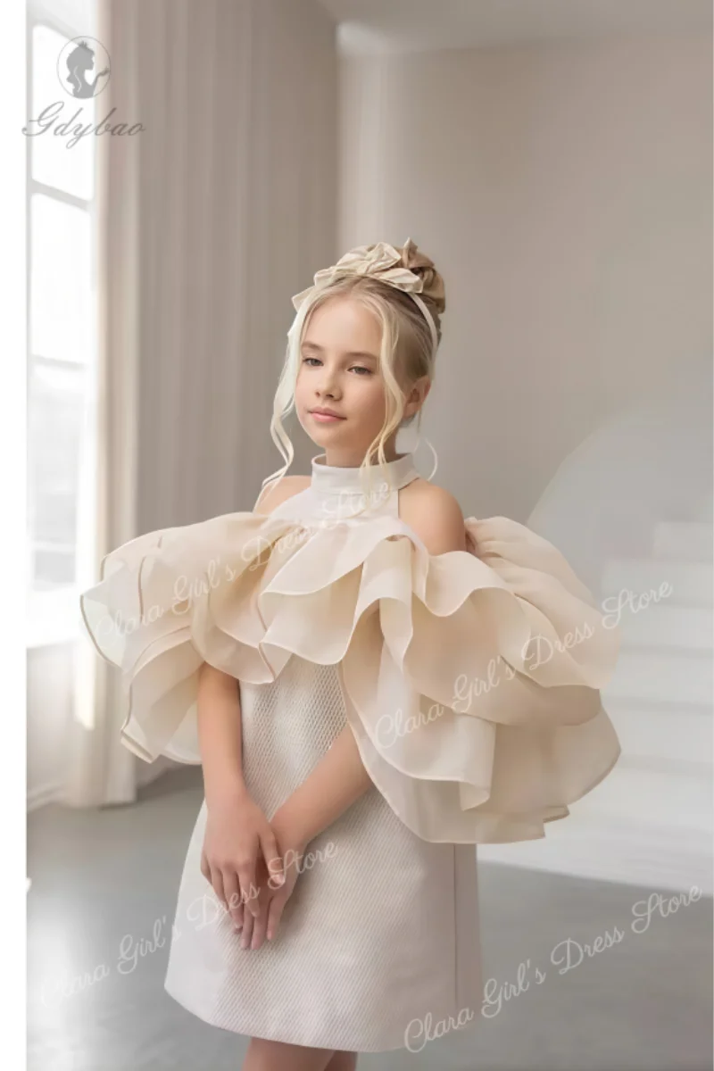 

Wedding Flower Girl Dress, Infant and Toddler Girls' Birthday Dress Custom High-Neck Knee-Length Baby Pageant and Birthday Party