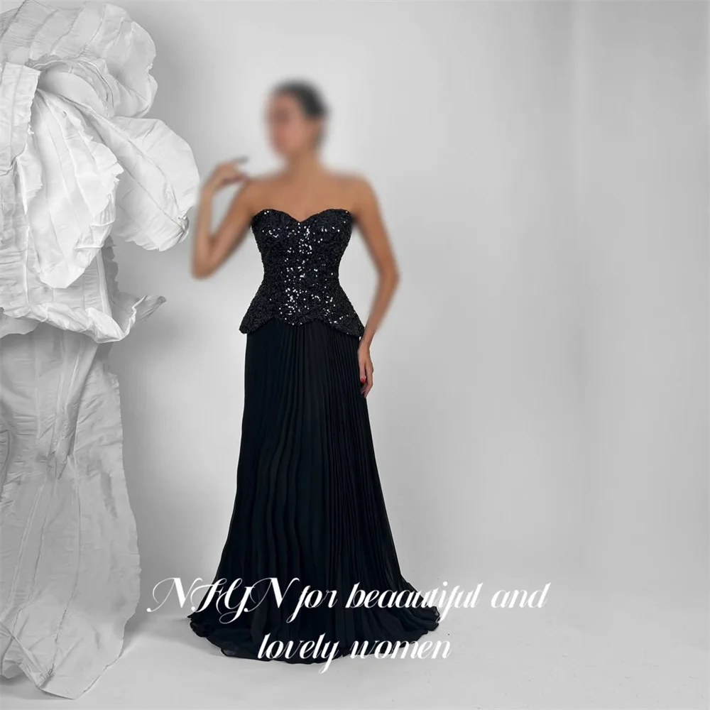فساتين حفلات فضية من NFYN فساتين ليلية على شكل قلب فستان حفلة موسيقية مزين بالترتر للنساء مع حاشية مطوية فروم درريس مخصص #4