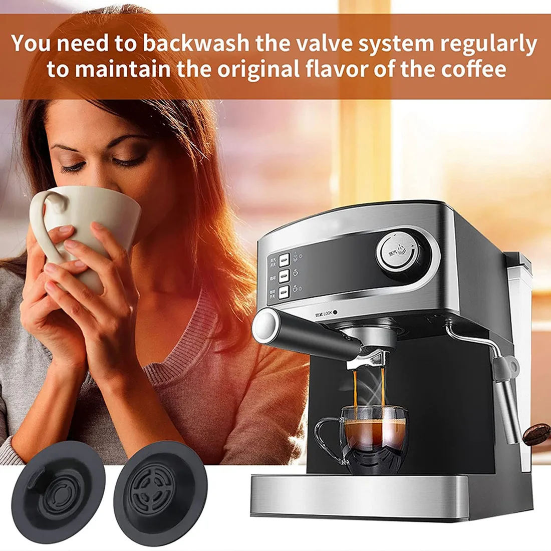 แผ่นทําความสะอาดเอสเปรสโซ 2 แพ็คเหมาะสําหรับเครื่องชงกาแฟ Breville Espresso 9 Series, ปะเก็นอุปกรณ์เสริมเครื่องชงกาแฟเอสเปรสโซ 58 มม. # เอบีพีพีพี