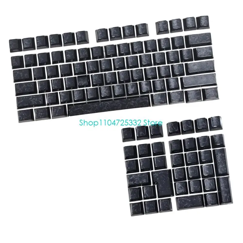 P5EA Carbon Fiber Texture Side Print Translucent Keycaps Original Height PBT Material For Mechanical Keyboards