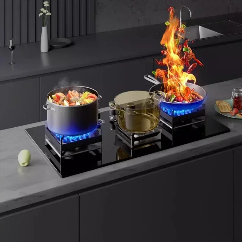 Household three gas stove, natural gas, double gas stove, embedded liquefied gas, three gas stove