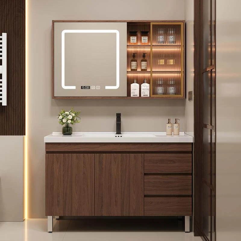 floor-to-ceiling bathroom cabinet combination ceramic integrated Retro basin wash storage conjunto de baño Bathroom furniture