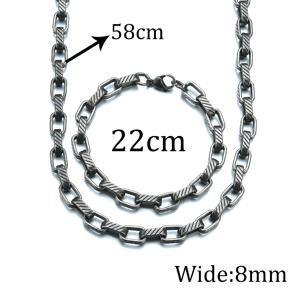 Sifisrri Punk Vintage Thick Chain Bracelet Necklace Set