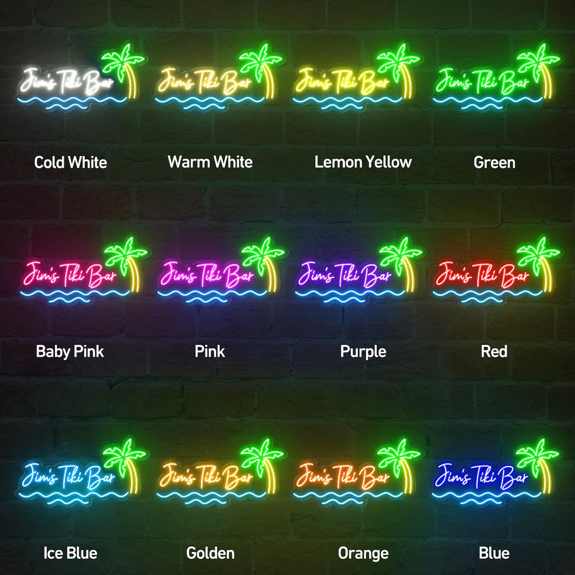 Custom Tiki Bar Neon Sign,Tiki Bar Palm Tree Decor Man Cave Club Decor, Business Sign view 5