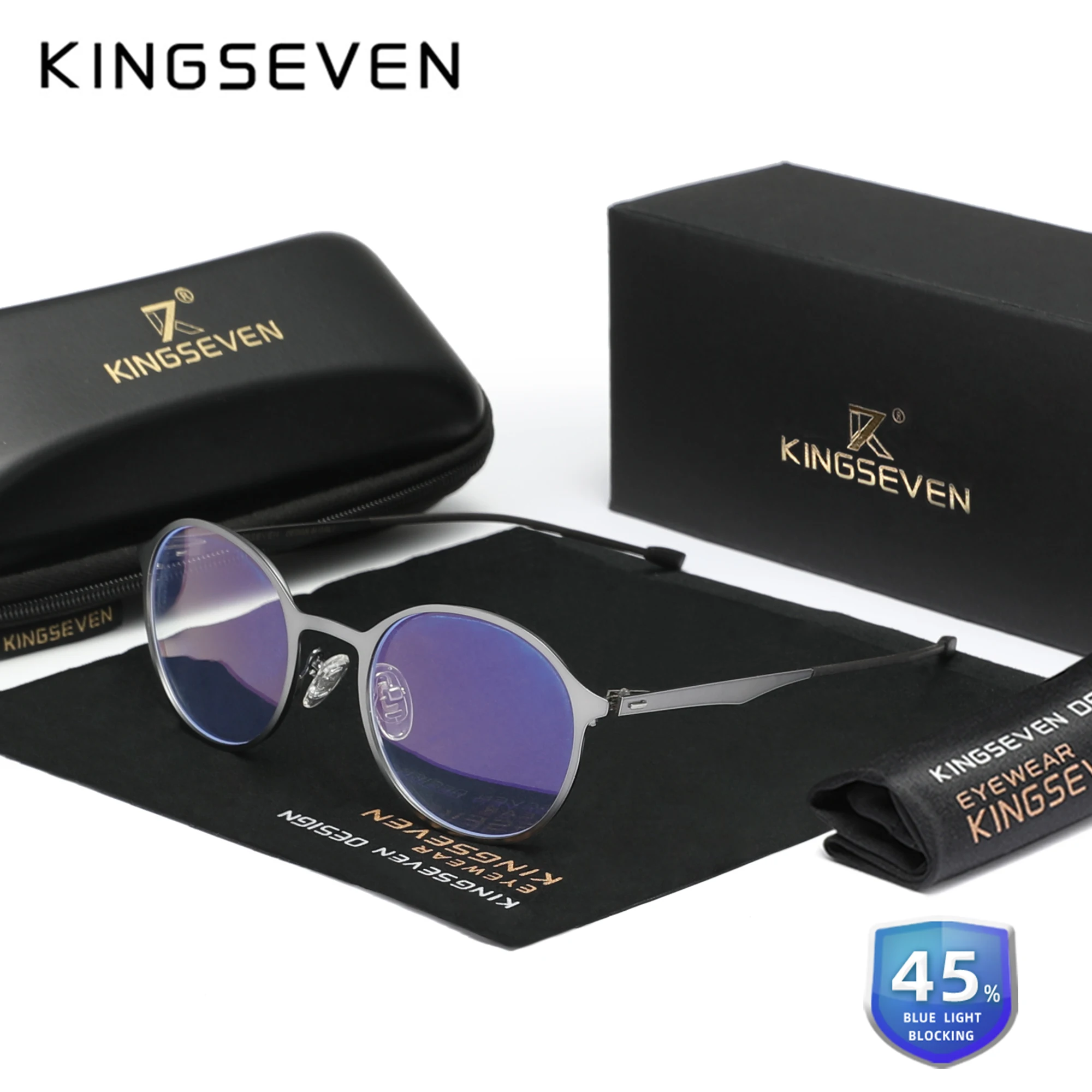 KINGSEVEN Blue Blocking Optical Glasses Men/Women Phone Computer Anti-Blue Ray Eyewear Oval Frame Transparent Lenses Eyeglasses