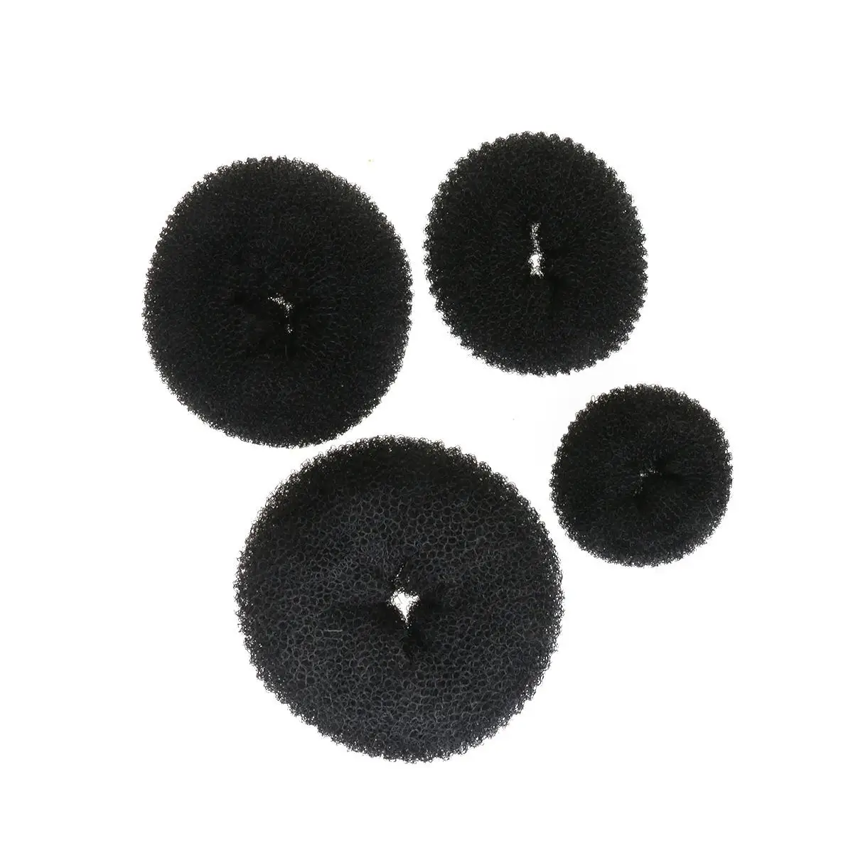 

4pcs Hot Hair Donut Bun Ring Styler Maker 1-Piece for Each Small Medium Large and Plus Large Size (Black)