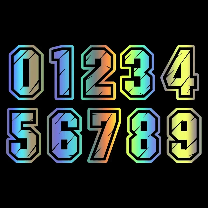 สติกเกอร์รถไม่มีตัวเลขพื้นหลัง0 1 2 3 4 5 6 7 8 9หมายเลขหมวกกันน็อคแข่งรถไวนิลสติ๊กเกอร์อุปกรณ์เสริมรถจักรยานยนต์